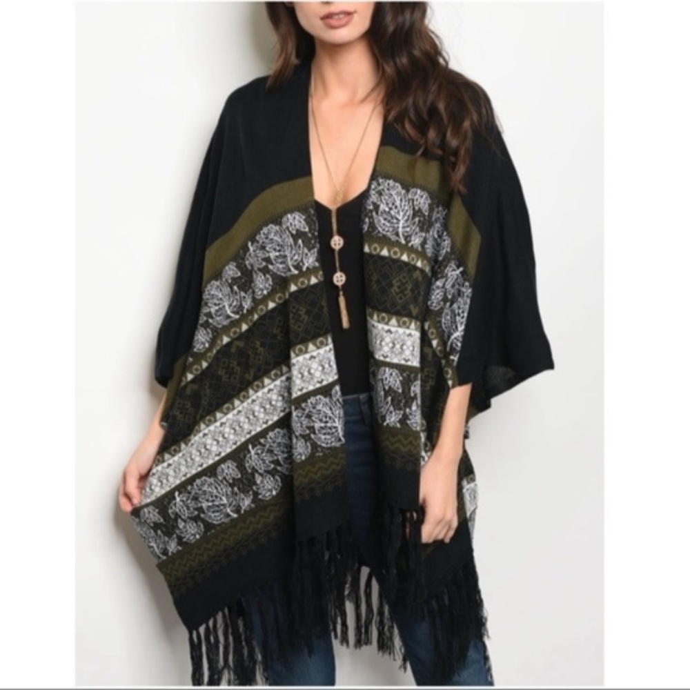 Black Multi Color Kimono